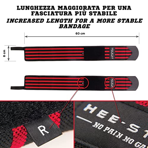 Hee-Star Muñequeras Gym - Muñequeras Deportivas para Levantamiento Peso - Crossfit - Calistenia - Powerlifting - Musculacion - Wrist Wraps - Muñequeras Gimnasio para Hombres y Mujeres (Rojo)