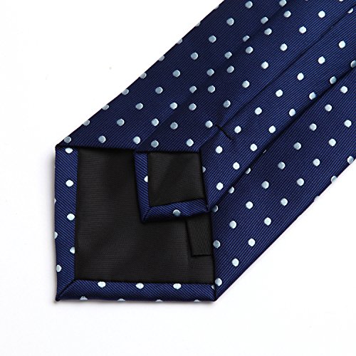 HISDERN Extra largo Rayas Lunares lazo del panuelo Hombres Corbata & Plaza de bolsillo Conjunto