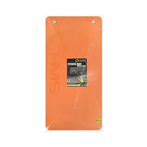 HMS - Esterilla antideslizante para yoga y pilates | extremadamente gruesa 110 x 55 x 1,5 cm | espuma EVA | Esterilla de yoga con ojales para colgar (naranja)