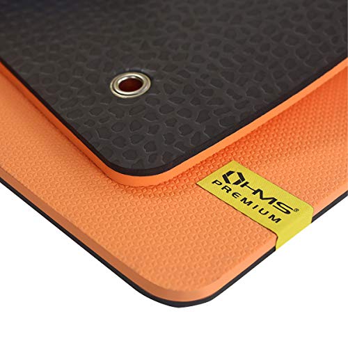 HMS - Esterilla antideslizante para yoga y pilates | extremadamente gruesa 110 x 55 x 1,5 cm | espuma EVA | Esterilla de yoga con ojales para colgar (naranja)