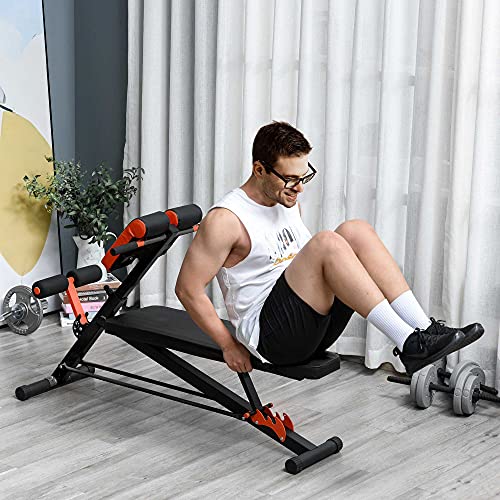 HOMCOM Banco de Mancuerna Banco Abdominales con Respaldo Inclinable en 3 Posiciones y Altura Ajustable Banco de Pesas Musculación para Fitness Entrenamiento 64x146x73,5-85 cm Negro