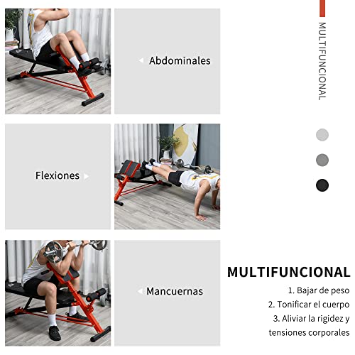 HOMCOM Banco de Mancuerna Banco Abdominales con Respaldo Inclinable en 3 Posiciones y Altura Ajustable Banco de Pesas Musculación para Fitness Entrenamiento 64x146x73,5-85 cm Negro