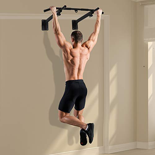 HOMCOM Barras de Dominadas para Pared Entrenamiento Muscular Pull Up para Casa Carga Máxima 150 kg Negro