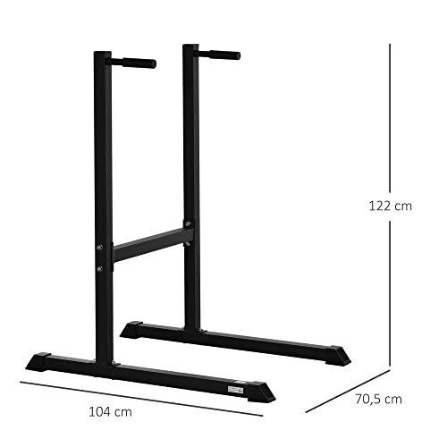 HOMCOM Estación Dip de Musculación Tipo Barras Soporte para Entrenar Pecho Abdominales y Espalda con Peso Máximo de 120kg