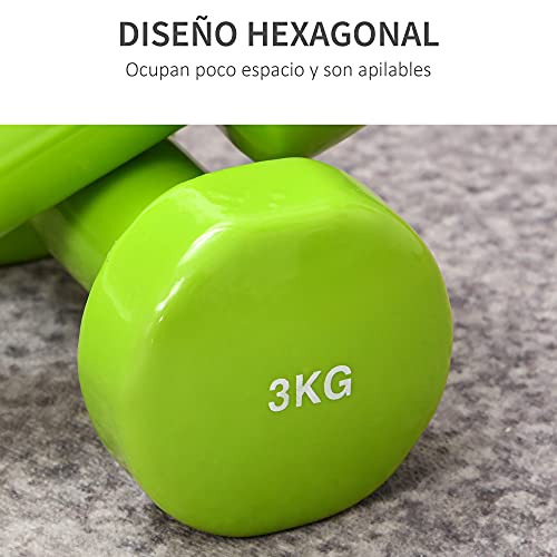 HOMCOM Juego de 8 Mancuernas Hexagonales 4 Pares 4 kg 3 kg 2 kg 1 kg con Revestimiento Pesas para Gimnasio en Casa Ejercicio Entrenamiento Acero Multicolor