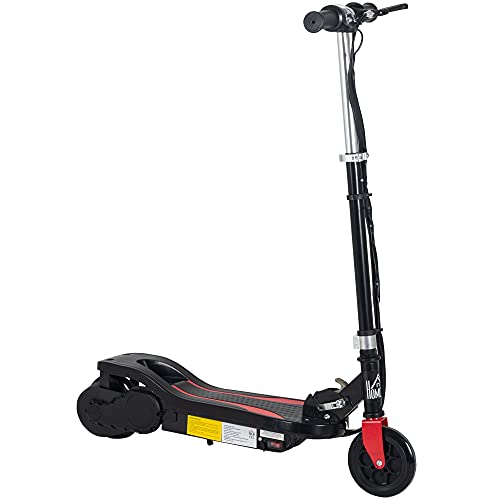 HOMCOM Patinete Scooter Eléctrico Plegable para Niños y Adolescentes Máx. 50 kg con Altura Ajustable Interruptor de Arranque y Frenos 75x36x82-93 cm Negro