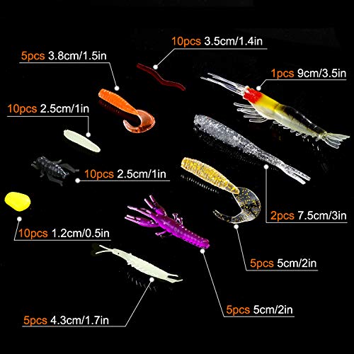 Homealexa Señuelos de Pesca, 123 Piezas Kits de Señuelos Pesca Accesorios Cebos Artificiales Articulos de Pesca Incluido la Caja Tackle, Ganchos, Tijeras, Cebos, Popper, Grillos y más