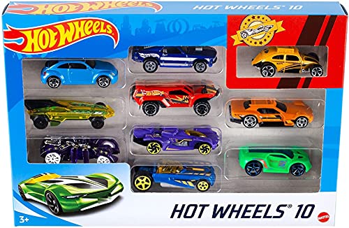 Hot Wheels Pack de 10 vehículos, coches de juguete (modelos surtidos) (Mattel 54886)