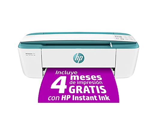 HP DeskJet 3762 T8X23B, Impresora Multifunción A4, Imprime, Escanea y Copia, Wi-Fi, Wi-Fi Direct, USB 2.0, HP Smart App, Incluye 4 Meses del Servicio Instant Ink, Verde Agua