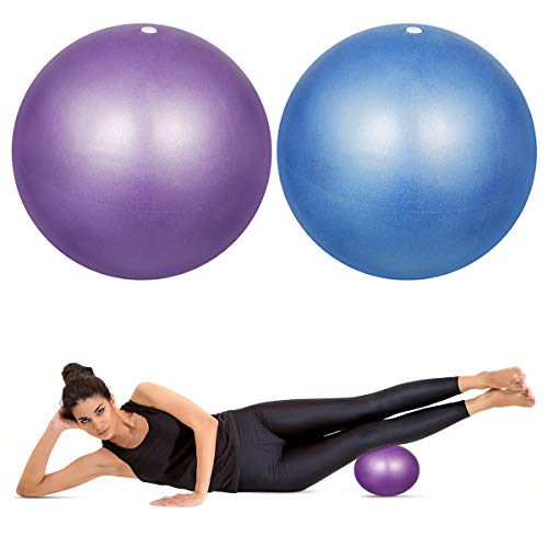 HQdeal 2 Piezas 23cm Pelota de Ejercicio de Pilates Mini Pelota Pilates Balones Yoga, Azul y Morado