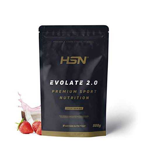 HSN Aislado de Proteína de Suero Evolate 2.0 | Sabor Fresa Chocolate Blanco 500 g = 16 Tomas | Whey Protein Isolate para Ganar Masa Muscular | No-GMO, Vegetariano, Sin Gluten ni Soja