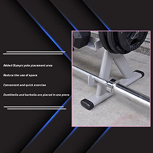 hujio Soporte Mancuernas, Soporte de Barras de Pesas Soporte para Bastidor de Almacenamiento de Gimnasia, 2 Niveles, Robusto y Duradero, MAX 300kg, Plata, Solo Rack