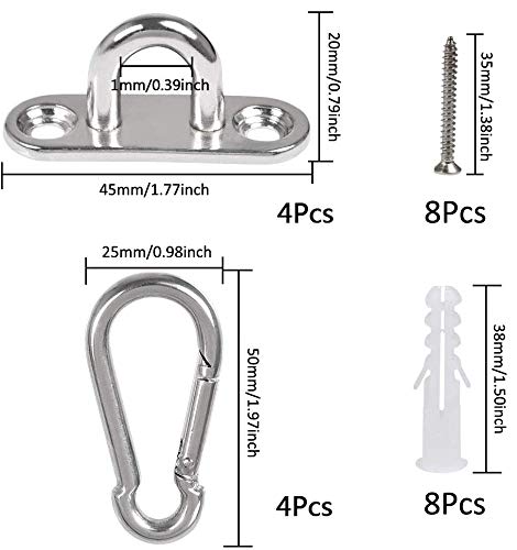 Huker Ganchos de Techo, Acero Inoxidabl Placa de Ojo para Capacidad 50Kg para Hormigón y Madera Yoga, Columpio, Saco de Boxeo (24 Piezas)