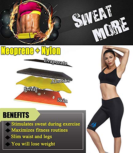 HuntDream Pantalones de pérdida de peso de las mujeres Neoprene ejercicio polainas Sauna traje Body Shaper Sudor caliente Thermo adelgazar Capri entrenamiento