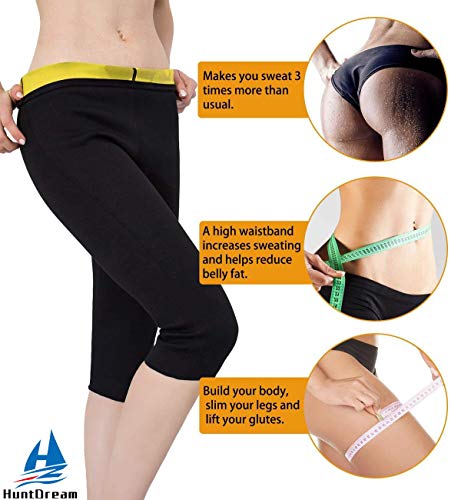 HuntDream Pantalones de pérdida de peso de las mujeres Neoprene ejercicio polainas Sauna traje Body Shaper Sudor caliente Thermo adelgazar Capri entrenamiento