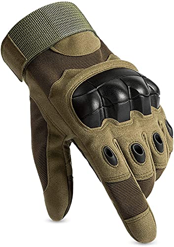 HUNTVP Militar Guantes Pantalla Táctil Tactico Guantes de Moto Hombre Guantes de Bicicleta para Deportes al Aire Libre,Ciclismo,Paintball,Acampada,Escalada, Dedo Completo - Verde XL