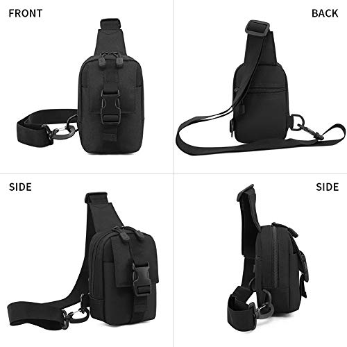 HUNTVP Mini Táctical Mochila de Pecho Bolsa de Móvil Estilo Militar Mochila de Hombro Mochila de Bandolera Mochila Ejércita Bolso Impermeable para Correr Senderismo Ciclismo Camping, Color Negro