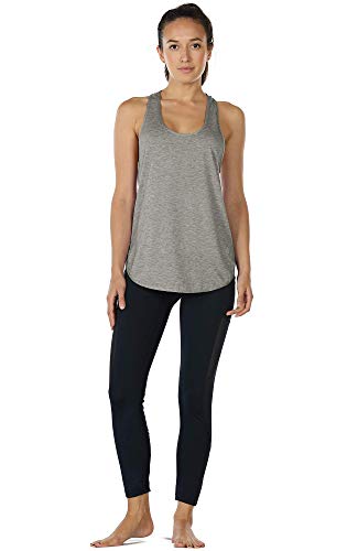 icyzone Camiseta sin Mangas de Fitness para Mujer Racerback Chaleco Deportivo (L, Gris)