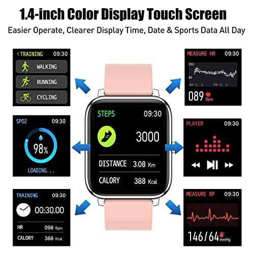 IDEALROYAL Smartwatch, Reloj Inteligente Mujer con Pulsómetro, Cronómetro, Calorías, Monitor de Sueño Podómetro Smart Watch IP67 Impermeable Reloj Deportivo para Android iOS