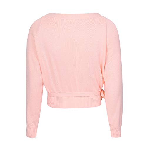 IEFIEL Chaqueta de Ballet Mujer Cárdigan Elegante de Fiesta Suéter Suave Manga Larga para Vestido de Danza Ballet Maillot Camiseta de Punto Jersey Tops de Danza d Rosa 160