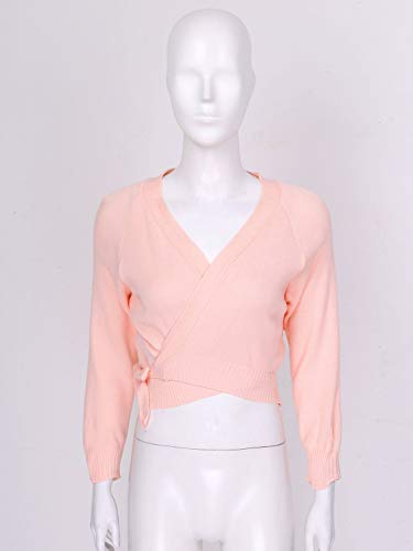 IEFIEL Chaqueta de Ballet Mujer Cárdigan Elegante de Fiesta Suéter Suave Manga Larga para Vestido de Danza Ballet Maillot Camiseta de Punto Jersey Tops de Danza d Rosa 160