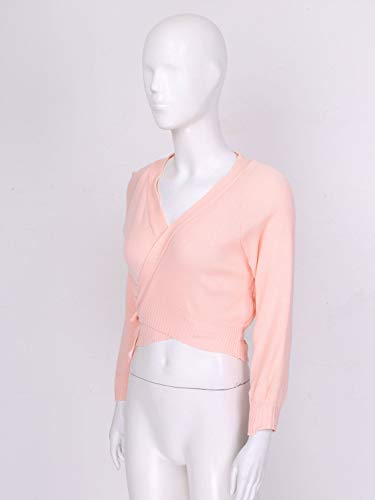 IEFIEL Chaqueta de Ballet Mujer Cárdigan Elegante de Fiesta Suéter Suave Manga Larga para Vestido de Danza Ballet Maillot Camiseta de Punto Jersey Tops de Danza d Rosa 160