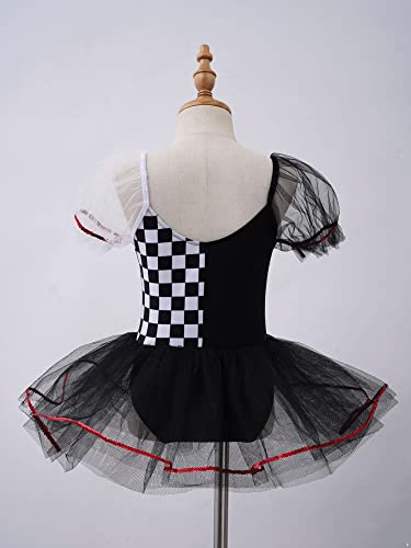 IEFIEL Vestido de Danza Ballet Niña para Fiesta Carnaval Maillot Tutú Princesa de Patinaje Artistico Vestido Lentejuelas de Danza Moderna W Negro 5-6 años