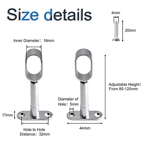 INCREWAY Soporte de barra de armario, 4 piezas de aleación de zinc hueco ajustable oval para armario armario armario en dormitorio baño