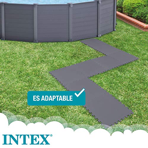 Intex 29084 - Protector suelo, suelo goma EVA, 8 piezas, pieza 50x50 cm, 190 cm², Puzzle tapiz, Protector jardín, resistente al agua, secada rápido, color gris, INTEX