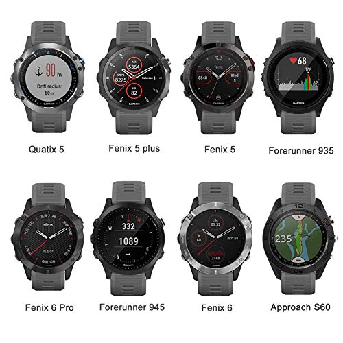 Isabake Correa para Garmin Forerunner 945/935, Correa de Silicona Suave de liberación rápida de Correa de Reloj para Garmin Fenix 5/5 Plus, Instinct, Approach S60, Quatix 5(Gris)