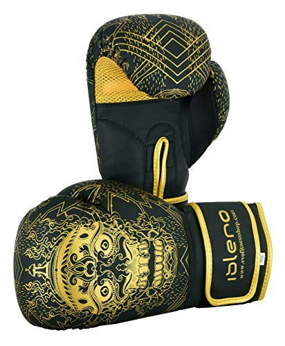 Islero Guantes de boxeo negros mate para hombre, saco de boxeo para mujer, MMA, Muay Thai, artes marciales, kickboxing y sparring, guantes de combate con vendas para las manos (negro, 12 onzas)