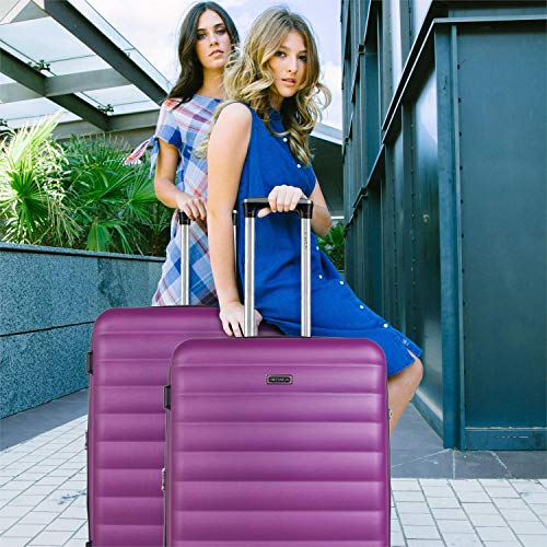 ITACA - Maleta de Viaje Grande 4 Ruedas Trolley 75 cm de ABS. Extensible Dura Rígida y Ligera. XL Gran Capacidad. Estudiante y Profesional 71270, Color Morado