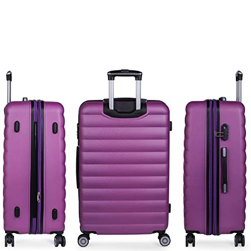 ITACA - Maleta de Viaje Grande 4 Ruedas Trolley 75 cm de ABS. Extensible Dura Rígida y Ligera. XL Gran Capacidad. Estudiante y Profesional 71270, Color Morado