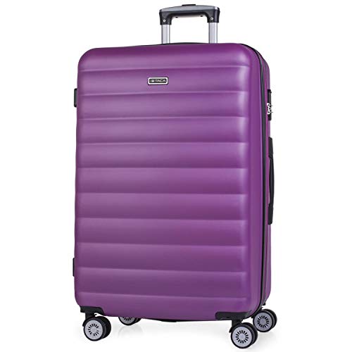 ITACA - Maleta de Viaje Grande 4 Ruedas Trolley 75 cm de ABS. Extensible Dura Rígida y Ligera. XL Gran Capacidad. Estudiante y Profesional 71270, Color Morado