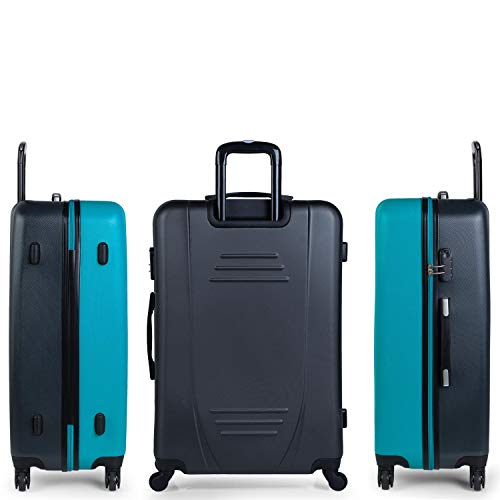 ITACA - Maleta de Viaje Grande 75 cm XL Rígida 4 Ruedas Trolley 75 cm de ABS. Práctica Cómoda y Ligera. Gran Capacidad Bonito Diseño. Estudiante y Profesional. 711, Color Turquesa-Antracita