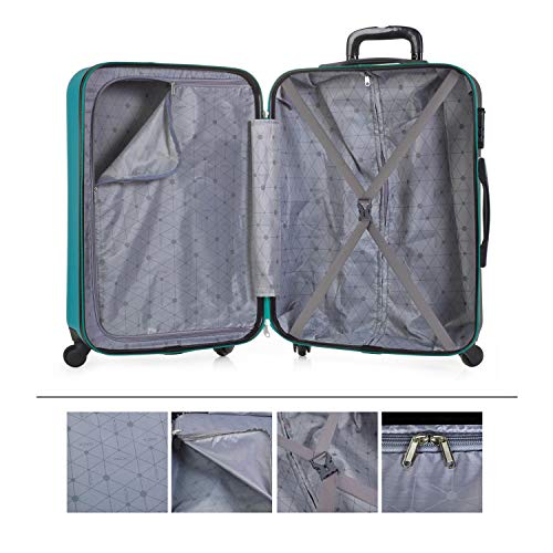 ITACA - Maleta de Viaje Grande 75 cm XL Rígida 4 Ruedas Trolley 75 cm de ABS. Práctica Cómoda y Ligera. Gran Capacidad Bonito Diseño. Estudiante y Profesional. 711, Color Turquesa-Antracita