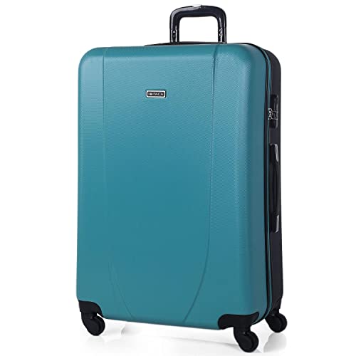 ITACA - Maleta de Viaje Grande 75 cm XL Rígida 4 Ruedas Trolley 75 cm de ABS. Práctica Cómoda y Ligera. Gran Capacidad Bonito Diseño. Estudiante y Profesional. 711, Color Turquesa-Antracita