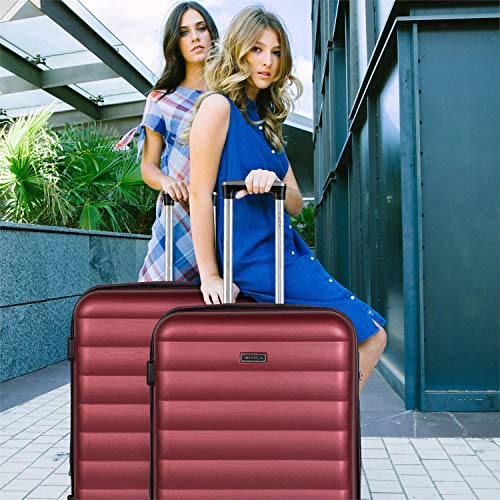 ITACA - Maleta de Viaje rígida 4 Ruedas Mediana Trolley 65 cm de ABS. Dura Extensible Cómoda Práctica y Ligera. Calidad Marca y Precio. Estudiante y Profesional. 71260, Color Granate