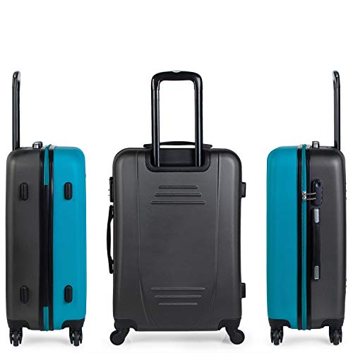 ITACA - Maleta de Viaje Rígida 4 Ruedas Trolley 65 cm Mediana 65 cm de ABS. Práctica Cómoda y Ligera. Calidad Marca y Confianza. Estudiantes y Profesionales. 71160, Color Turquesa-Antracita