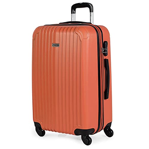 ITACA - Maleta de Viaje Trolley Rígida 4 Ruedas 66 CM Mediana de Abs. Dura Extensible y Ligera. Estudiantes y Profesionales Bonito Diseño. t71560, Color Mandarina