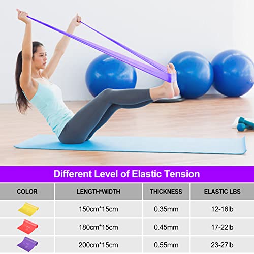 JATEKA Bandas Elásticas Fitness, 3 Bandas de Resistencia para Hombre Mujer Entrenamiento de Fuerza, Gomas Elásticas Musculacion en Casa y Gym (Rojo+Amarillo+Violeta)