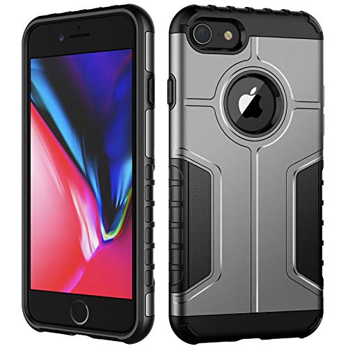 JETech Funda iPhone 8 y iPhone 7, Carcasa Protectora de Doble Capa Absorción de Choque (Plata)