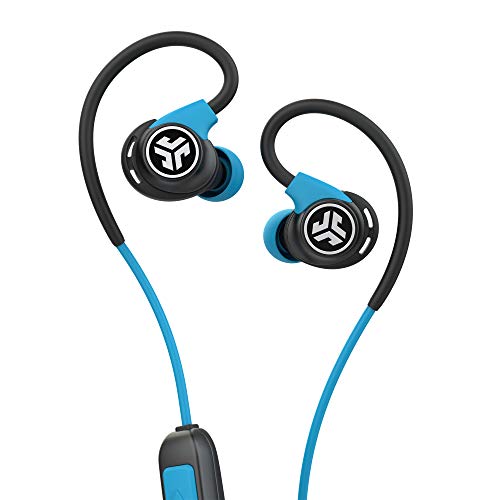 JLab Audio Fit Sport 3 Auriculares Inalambricos Bluetooth con Ganchos Flexibles para Los Oídos del Alambre De Memoria, Resistencia Al Sudor Ip55, Aislamiento De Ruido Y Sonido Eq3 Personalizado, Azul