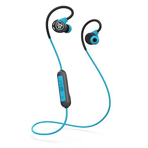 JLab Audio Fit Sport 3 Auriculares Inalambricos Bluetooth con Ganchos Flexibles para Los Oídos del Alambre De Memoria, Resistencia Al Sudor Ip55, Aislamiento De Ruido Y Sonido Eq3 Personalizado, Azul