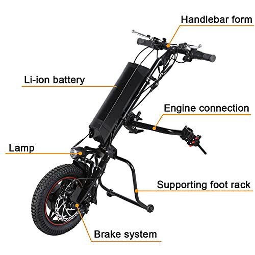 JMCVILOF Kit De ConversióN De Silla De Ruedas EléCtrica, Pantalla LCD De Tractor, BateríA De 36 V 8 Ah, Motor EléCtrico Manual De 350 W para Silla De Ruedas, ExtraíBle