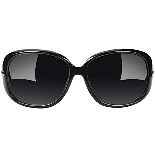 Joopin Gafas de Sol Mujer Moda Polarizadas Protección UV400 de Gran Tamaño Gafas de Sol Señoras (Paquete simple negro)