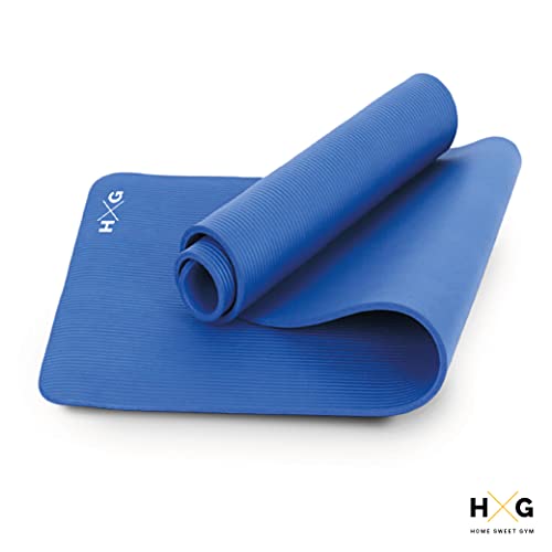 JOWY Esterillas de Yoga Pilates Fitness 1cm Antideslizante NBR con Gomas para Transportar fácilmente, Gimnasio en casa (Azul NBR)