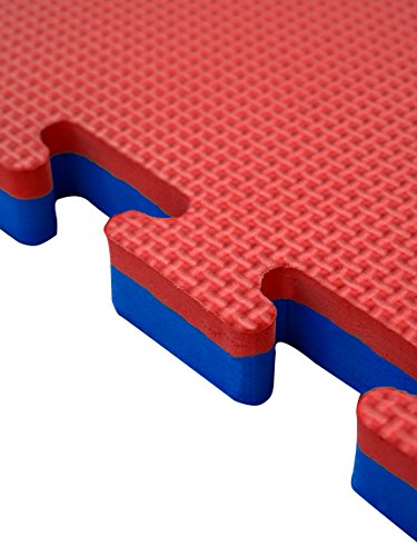 JOWY Lote 9 Unidades Esterilla Goma Espuma Tatami Puzzle | Tatami Suelo para Gimnasio Ideal Artes Marciales 1m x 1m x 2 cm Rojo/Azul