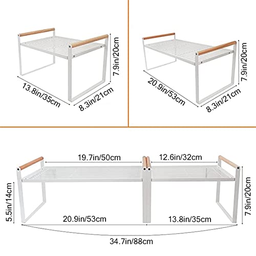 JSBAN Estanterías de Cocina Desmontable de Dos Capas Baratas de barandas de Madera Anti-colisión Espacio Ahorro Amplio Estante Almacenamiento bastidores Suministros de Cocina Racks (Color : White A)