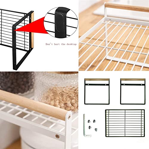 JSBAN Estanterías de Cocina Desmontable de Dos Capas Baratas de barandas de Madera Anti-colisión Espacio Ahorro Amplio Estante Almacenamiento bastidores Suministros de Cocina Racks (Color : White A)